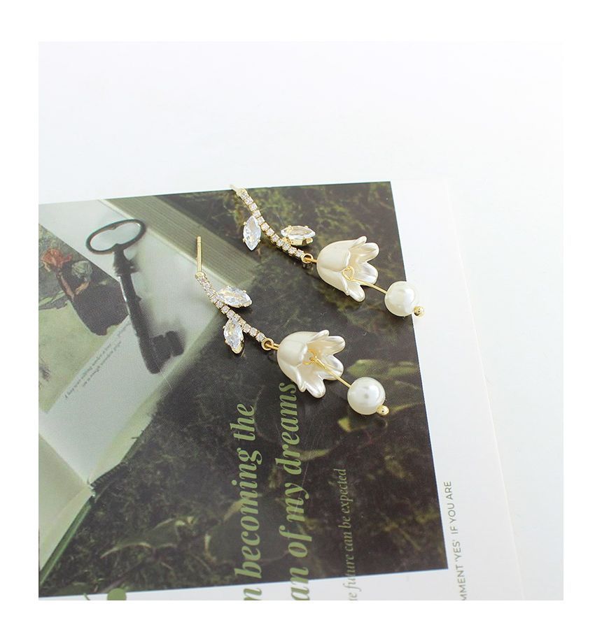 Rhinestone Dangle Alloy Tulip Earring