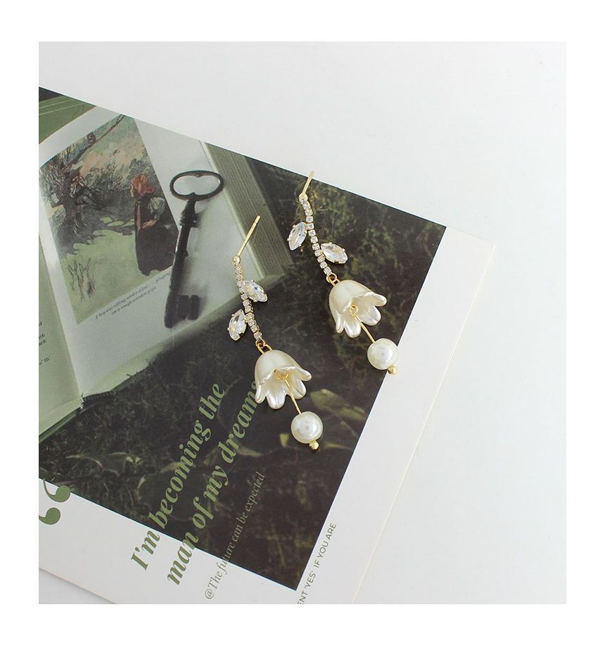 Rhinestone Dangle Alloy Tulip Earring