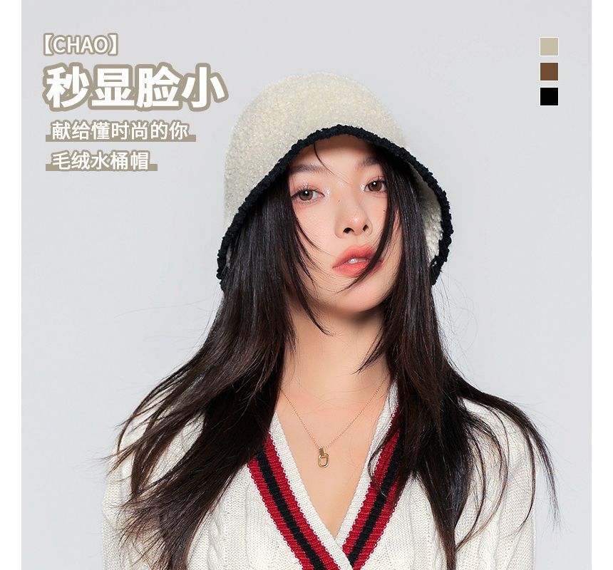 Hat Trim Knit Bucket Contrast