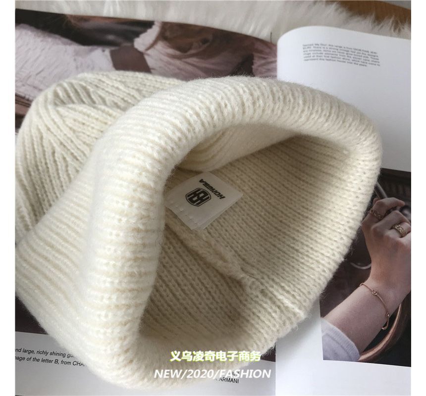 Heart Knit Embroidered Beanie