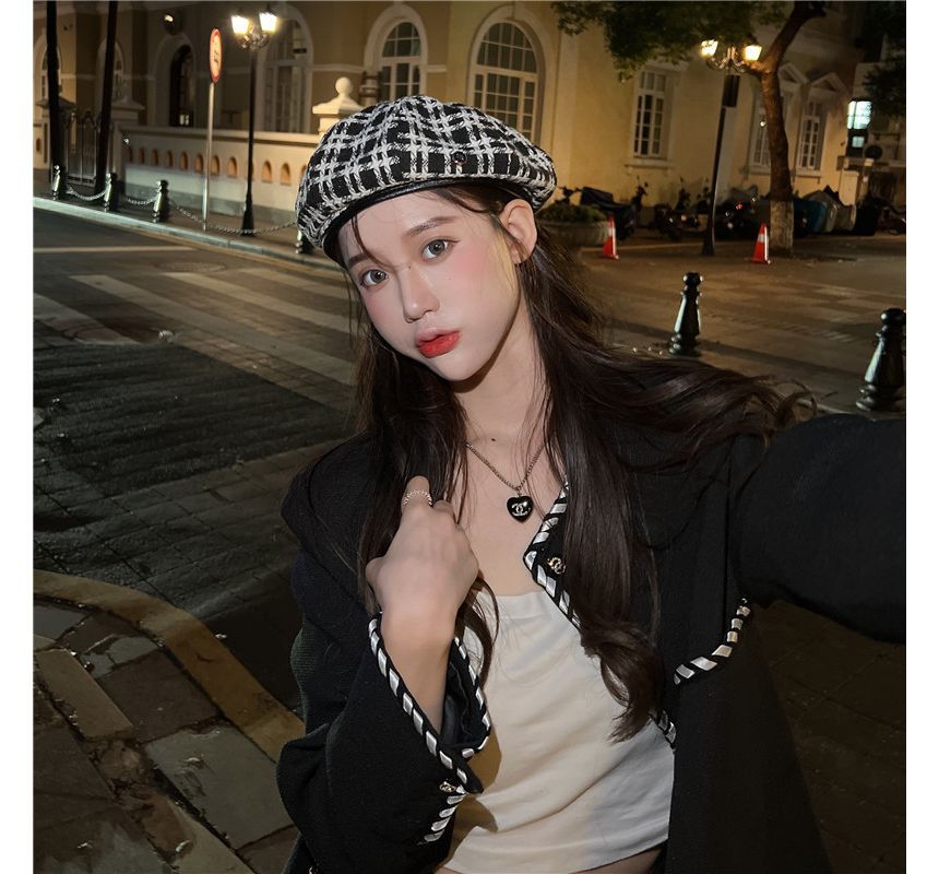 Hat Plaid Beret