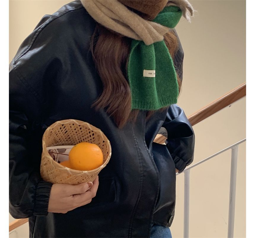 Color Knit Scarf Applique Block Lettering