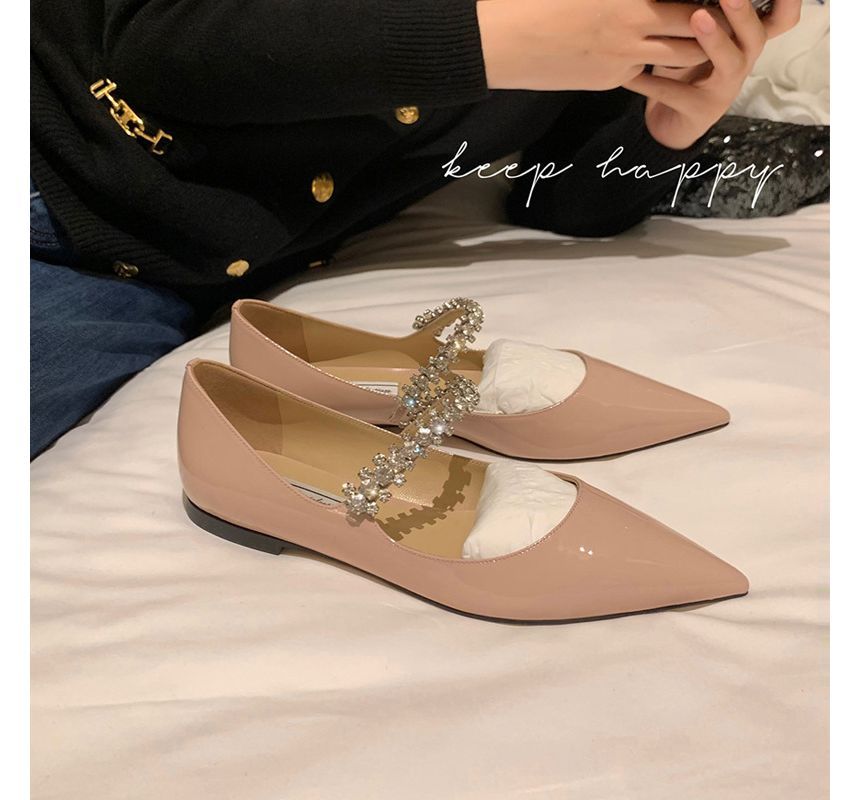 Rhinestone Flats Pointed-Toe
