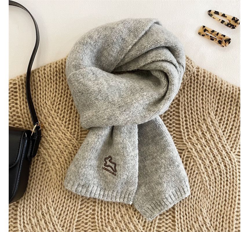 Embroidered Rabbit Scarf