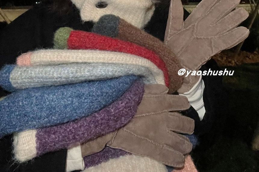 Knit Hat Two-Tone Balaclava