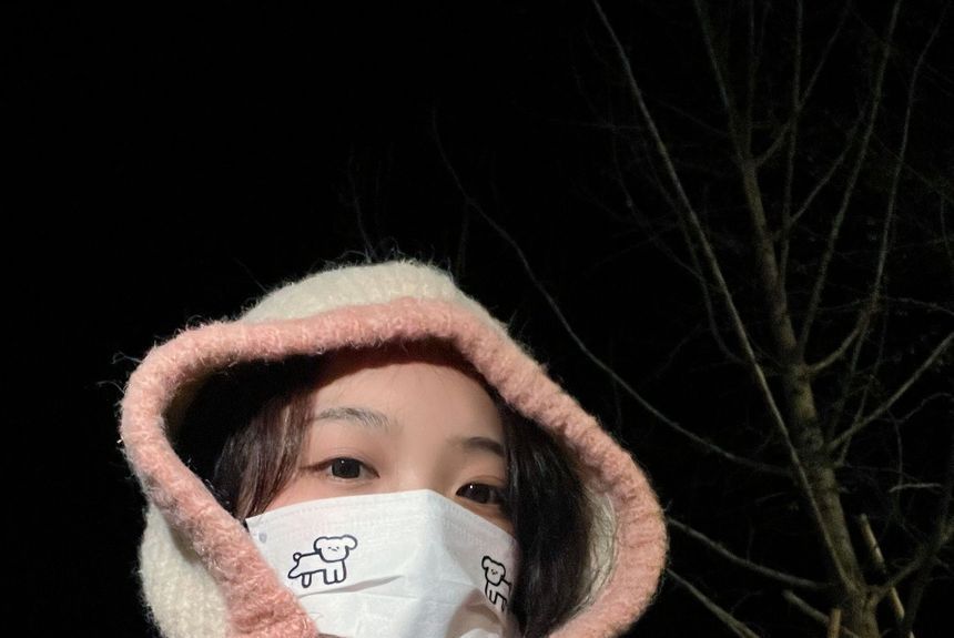 Knit Hat Two-Tone Balaclava