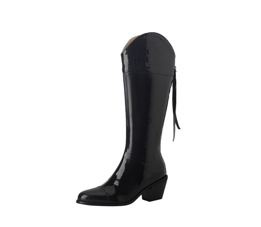 Pointed Heel Boots Tall Chunky