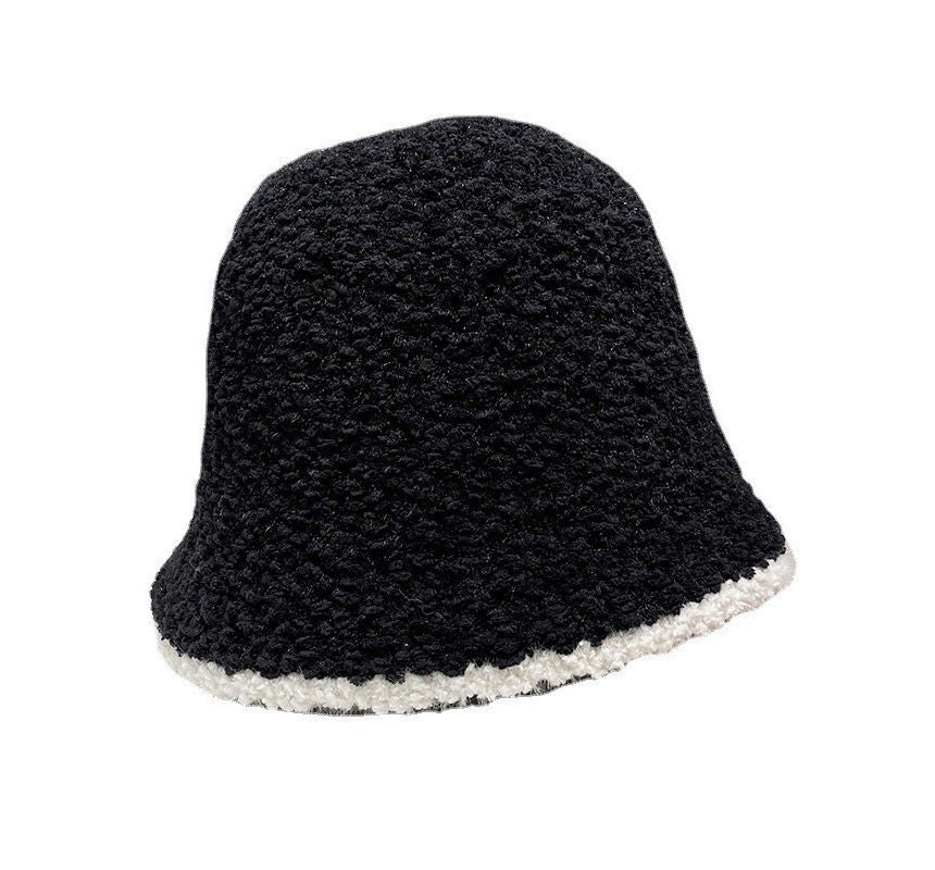 Trim Contrast Bucket Shearling Faux Hat