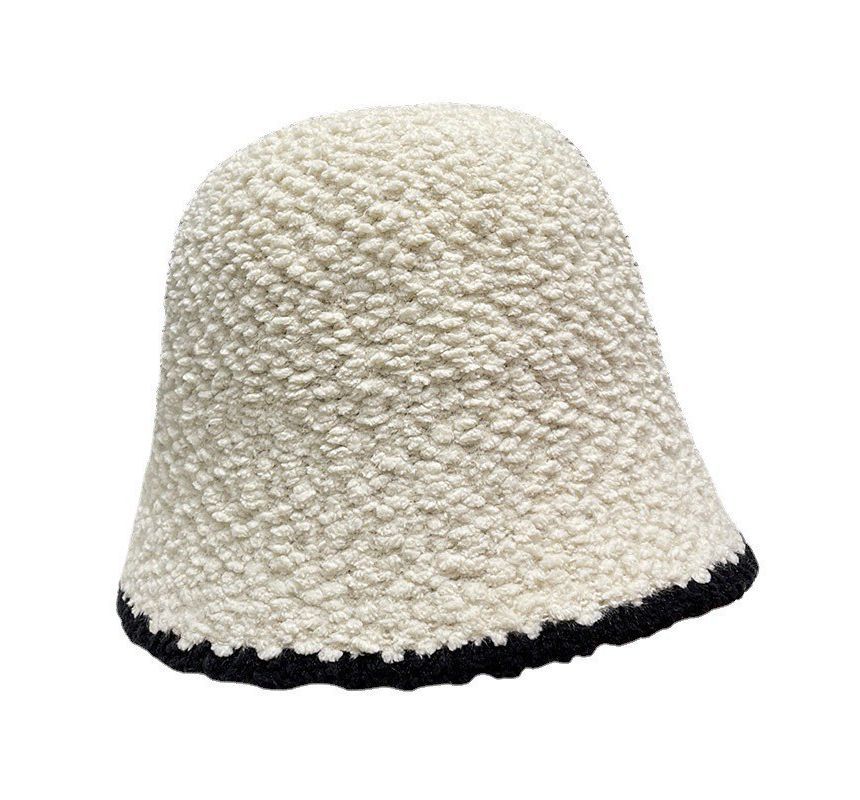 Trim Contrast Bucket Shearling Faux Hat