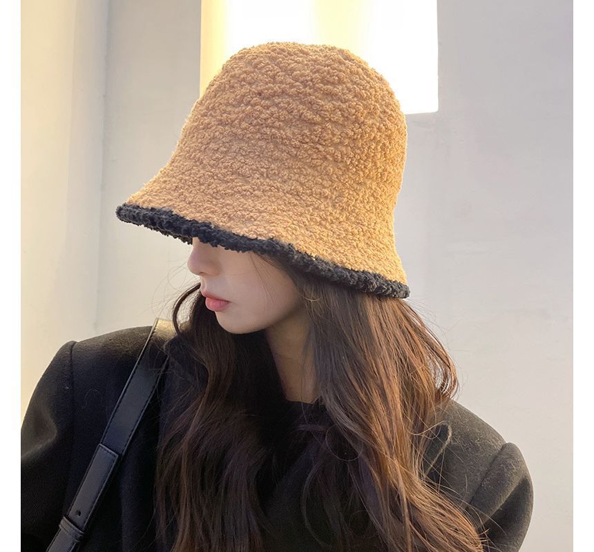 Bucket Trim Shearling Contrast Faux Hat