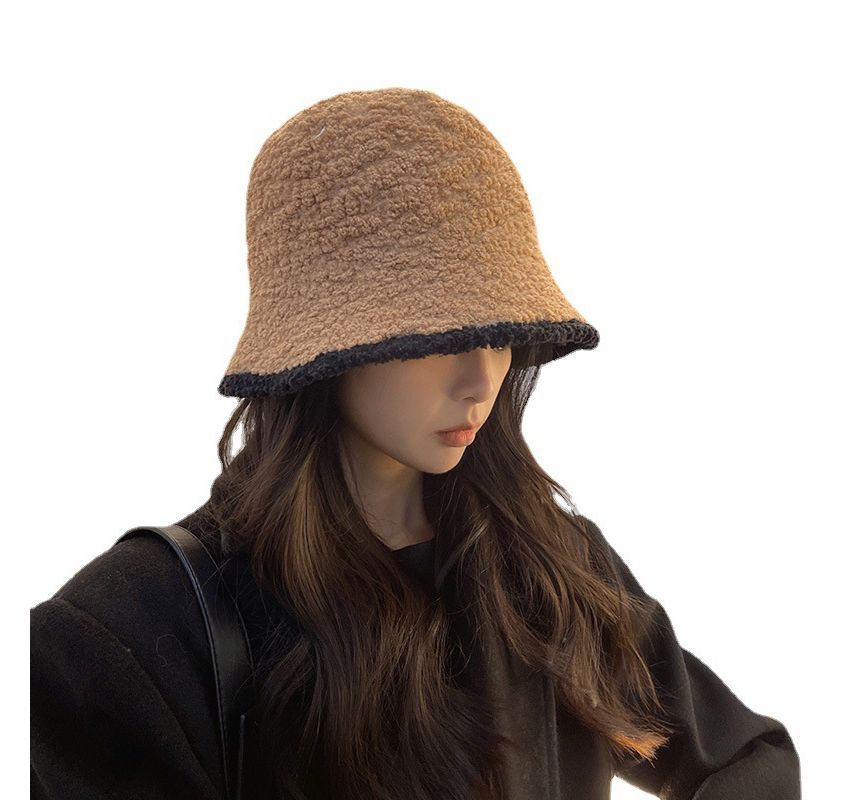 Bucket Trim Shearling Contrast Faux Hat
