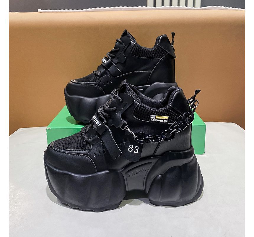 Chain Detail Tag Platform Sneakers