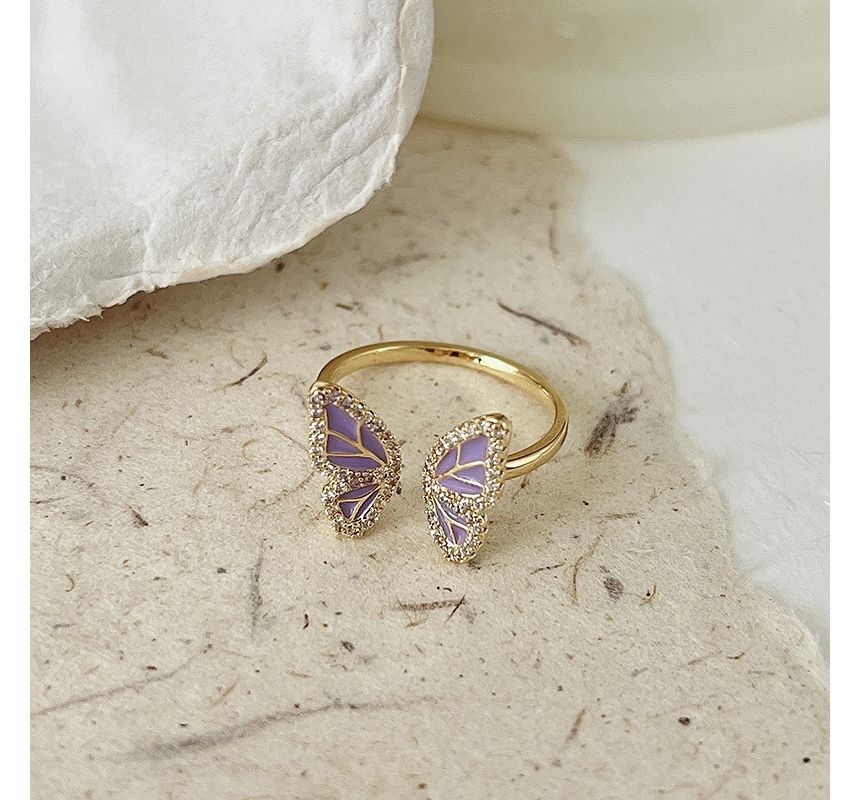 Butterfly / Faux Pearl Alloy Open Ring (various designs)