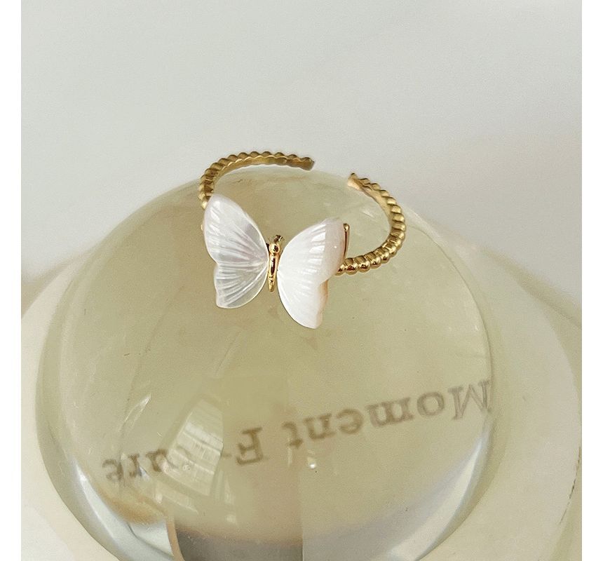 Butterfly / Faux Pearl Alloy Open Ring (various designs)