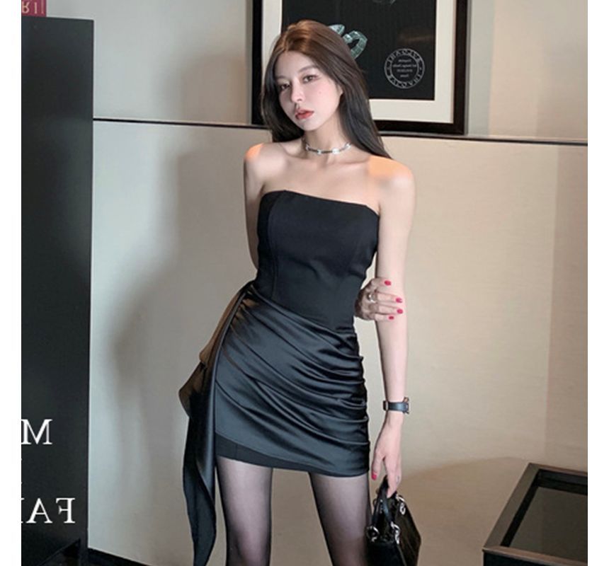 Strapless Shirred Mini Bodycon Dress