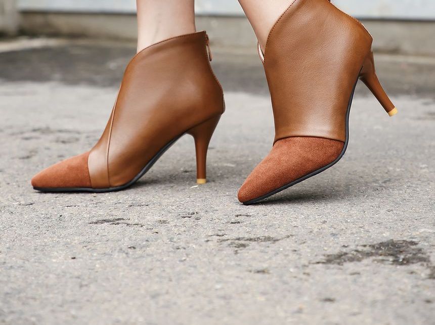 Heel Stiletto Boots Ankle Cap Toe