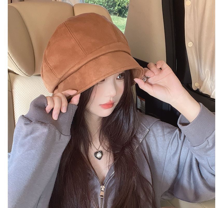 Cap Newsboy Suede Plain Faux