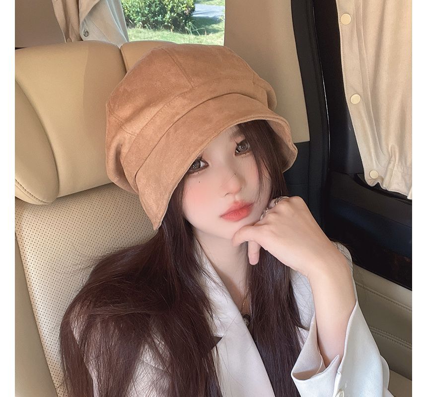 Cap Newsboy Suede Plain Faux