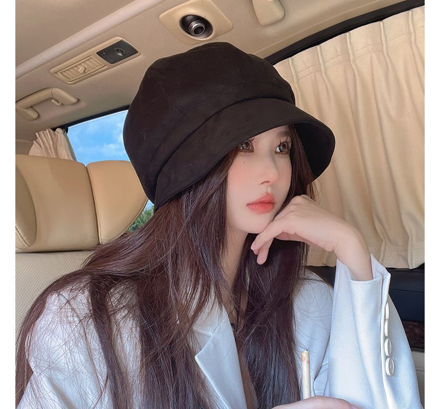 Cap Newsboy Suede Plain Faux