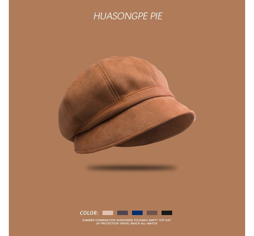 Cap Newsboy Suede Plain Faux