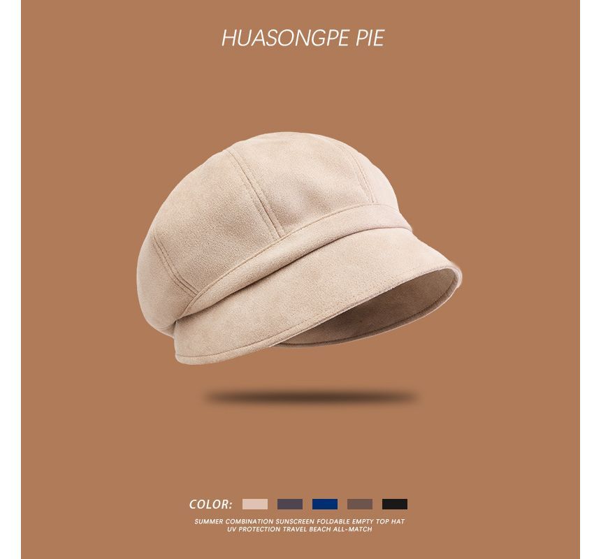 Cap Newsboy Suede Plain Faux