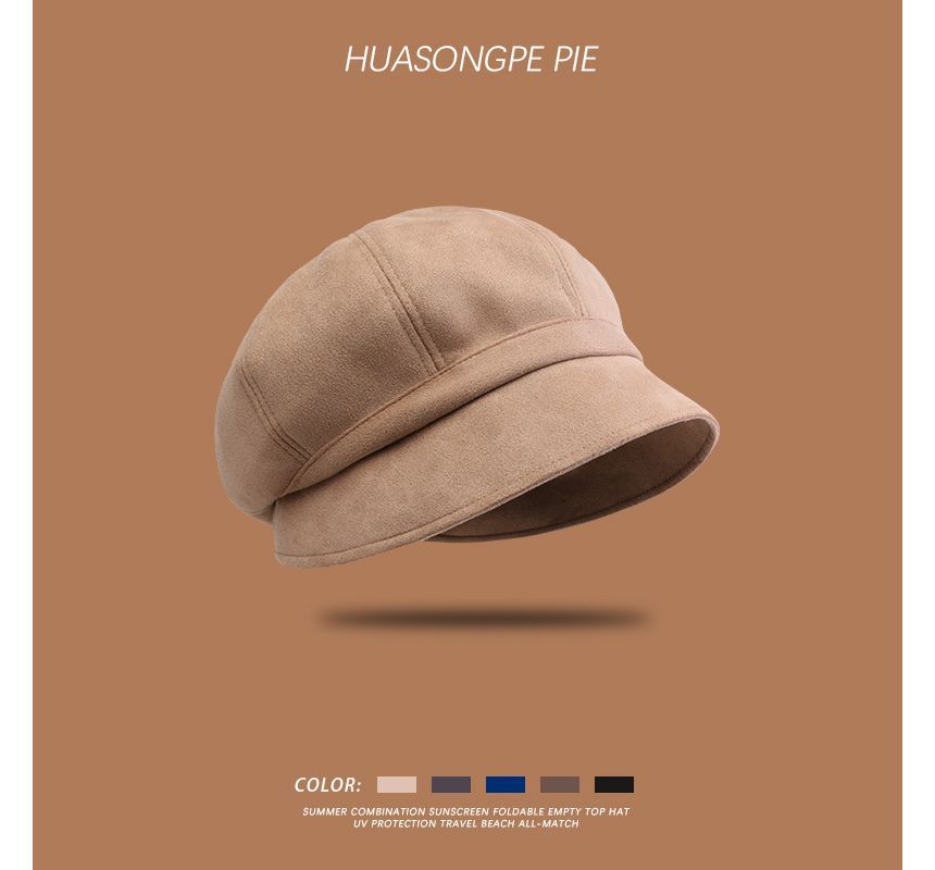 Cap Newsboy Suede Plain Faux