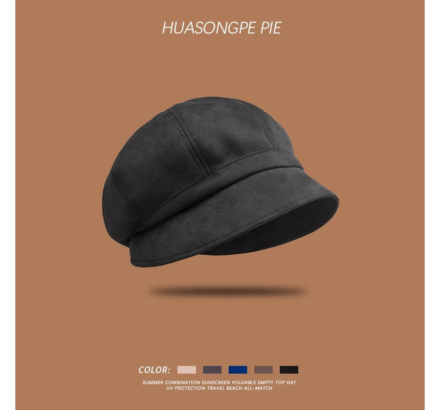 Cap Newsboy Suede Plain Faux