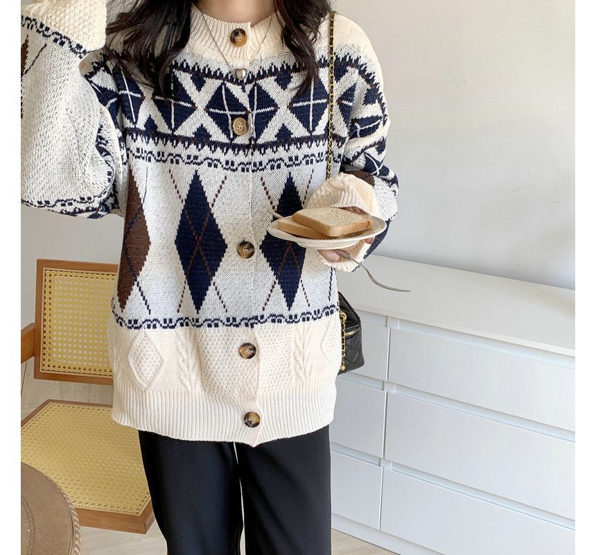 Cardigan Pattern Loose-Fit