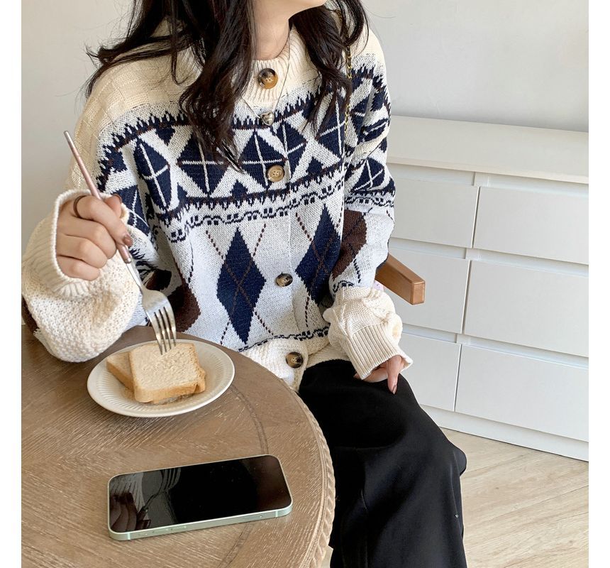 Cardigan Pattern Loose-Fit