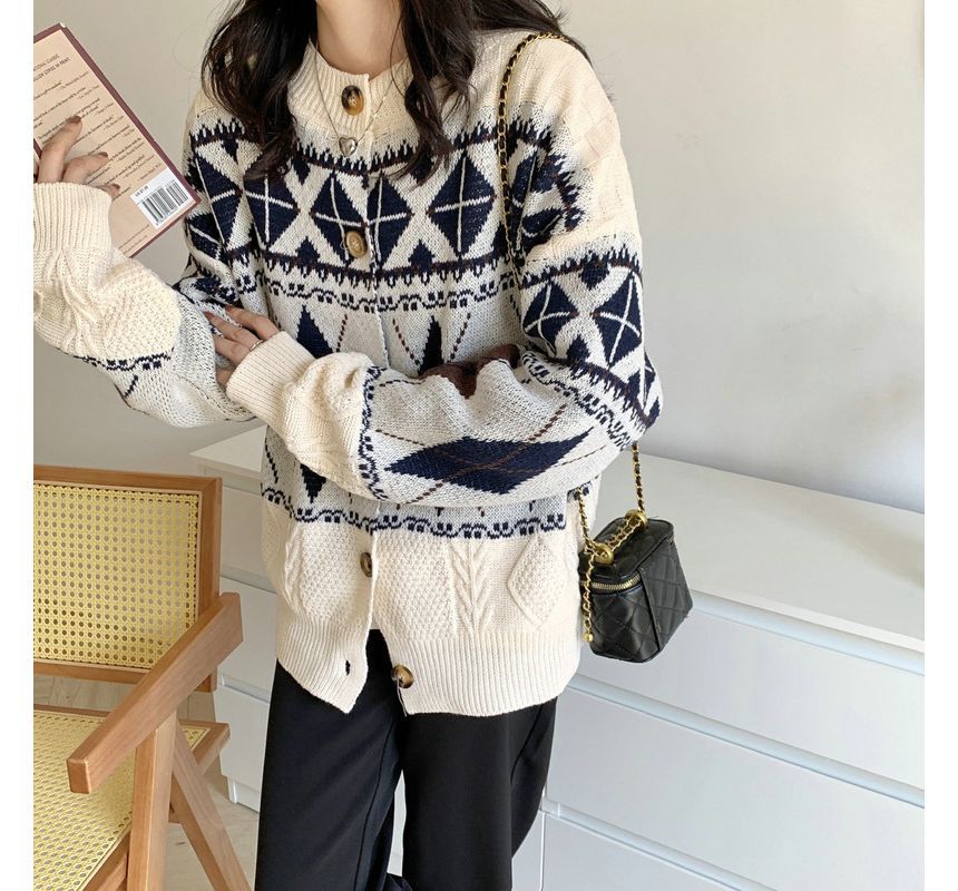 Cardigan Pattern Loose-Fit