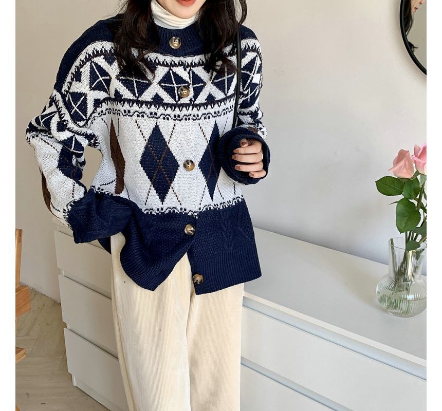 Cardigan Pattern Loose-Fit