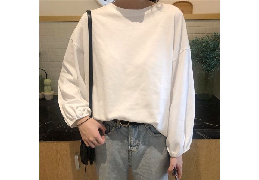 T-Shirt Neck Oversized Round Long-Sleeve Plain