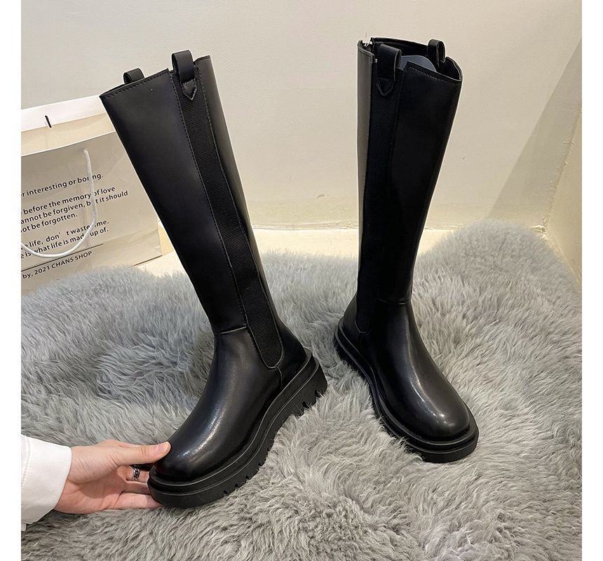 Chelsea Platform Tall Boots Faux Leather