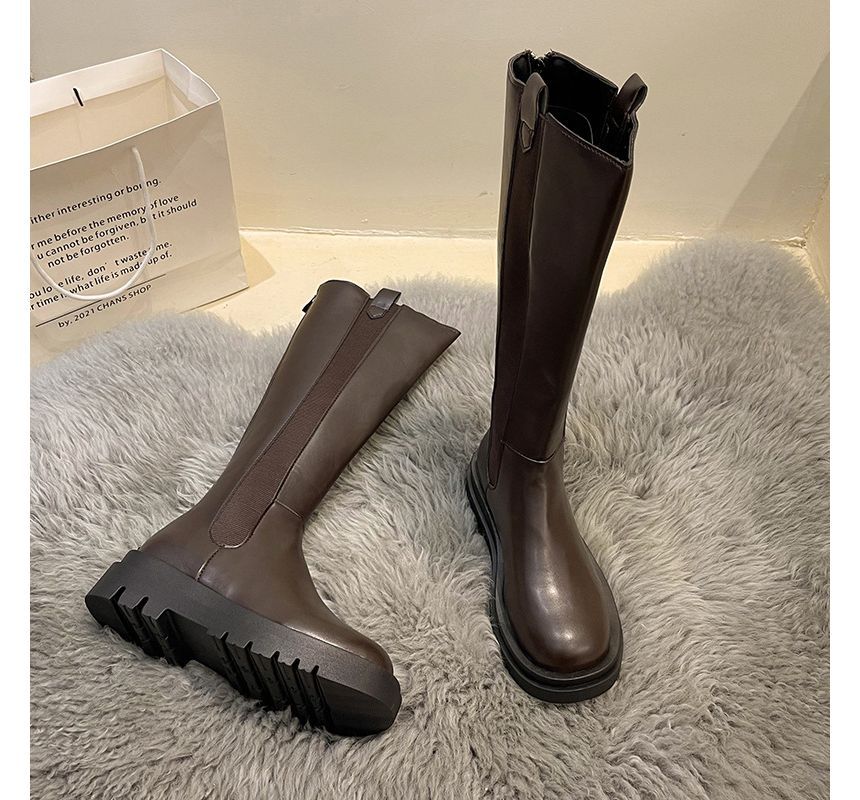 Chelsea Platform Tall Boots Faux Leather