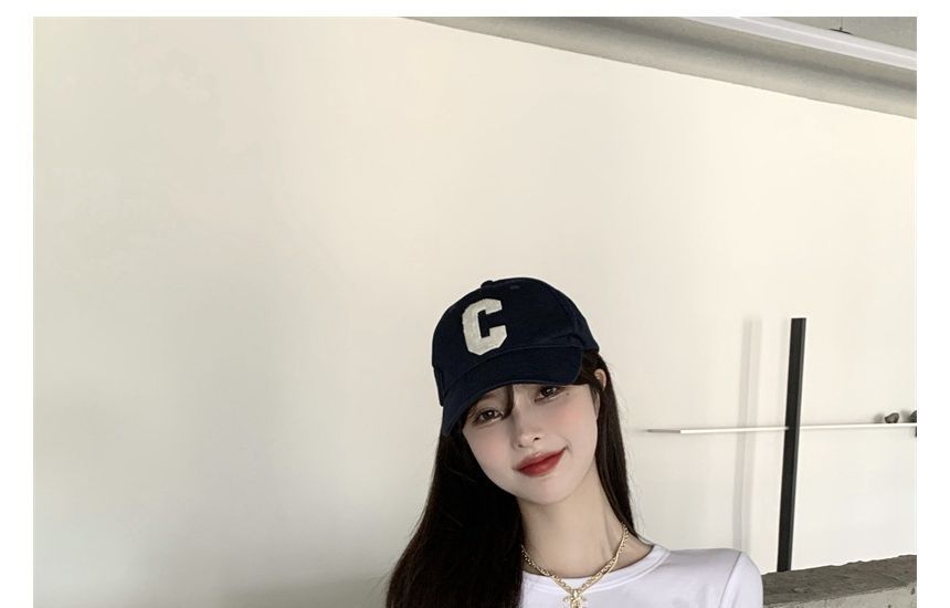 Long-Sleeve Fit Tee Crop Round Plain Neck Slim