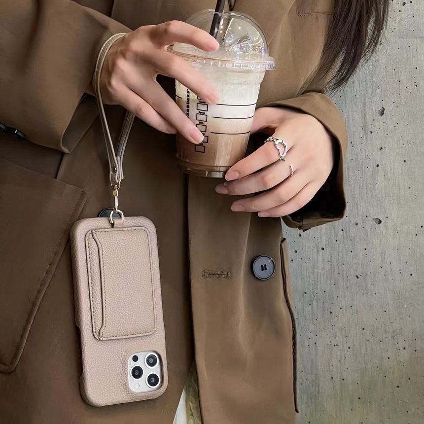 Holder Card Phone Faux Case Leather