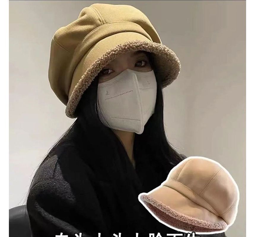 Faux Trim Beret Shearling