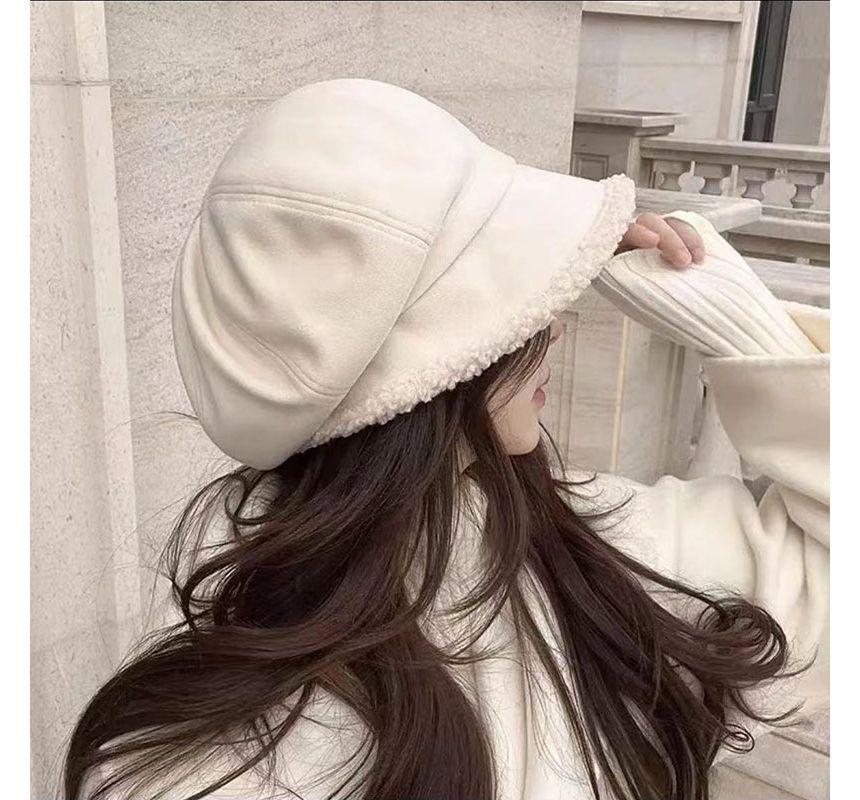 Faux Trim Beret Shearling
