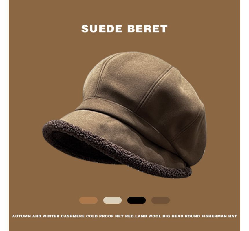 Faux Trim Beret Shearling