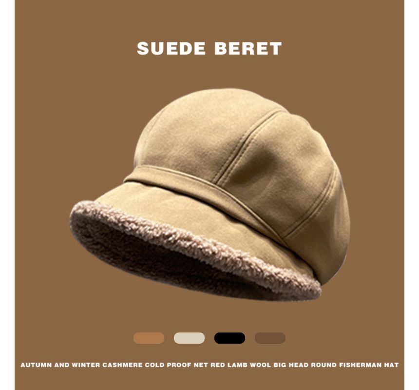 Faux Trim Beret Shearling