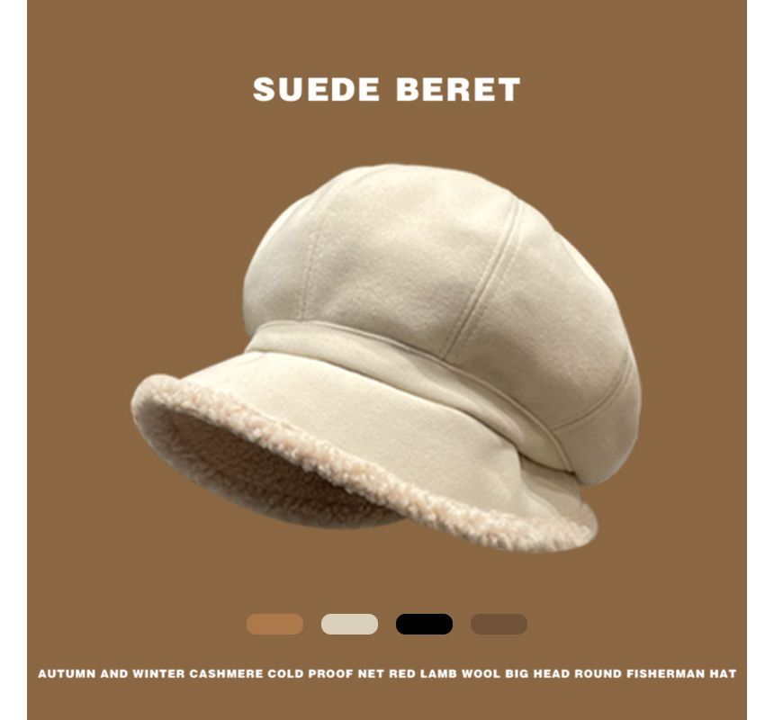 Faux Trim Beret Shearling