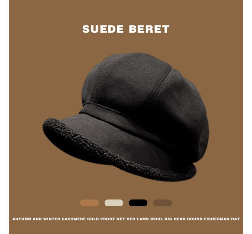 Faux Trim Beret Shearling