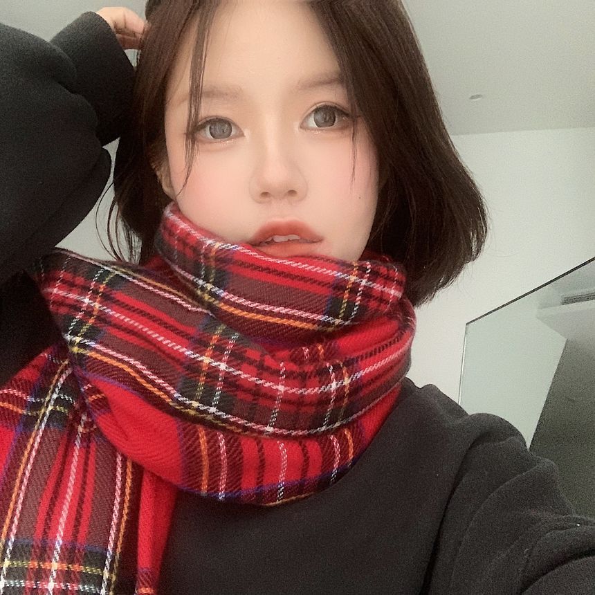 Scarf Plaid Fringe