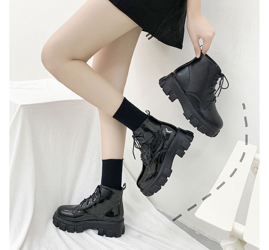 Short Platform Lace-Up Boots