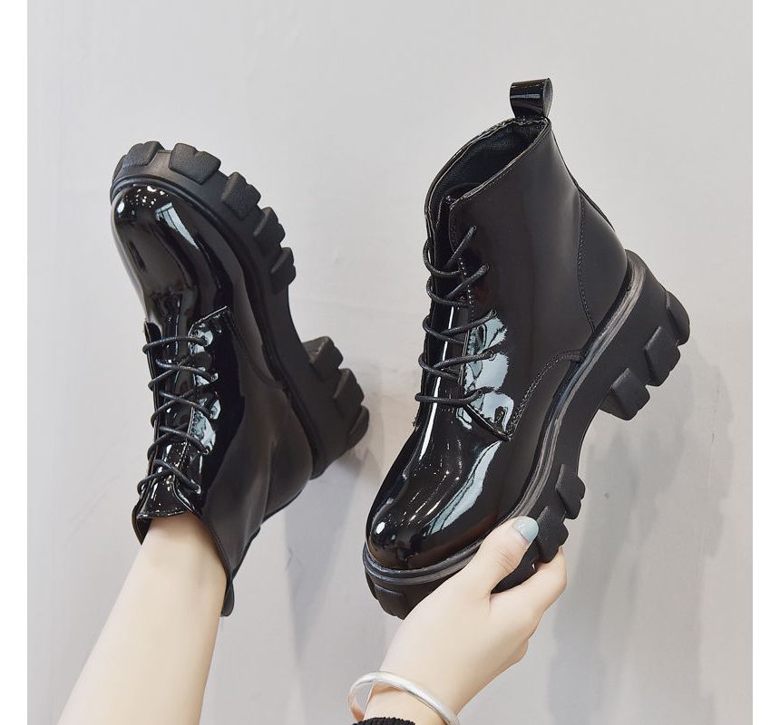 Short Platform Lace-Up Boots