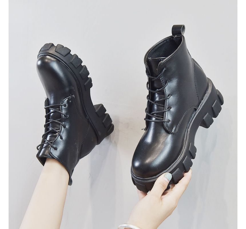 Short Platform Lace-Up Boots