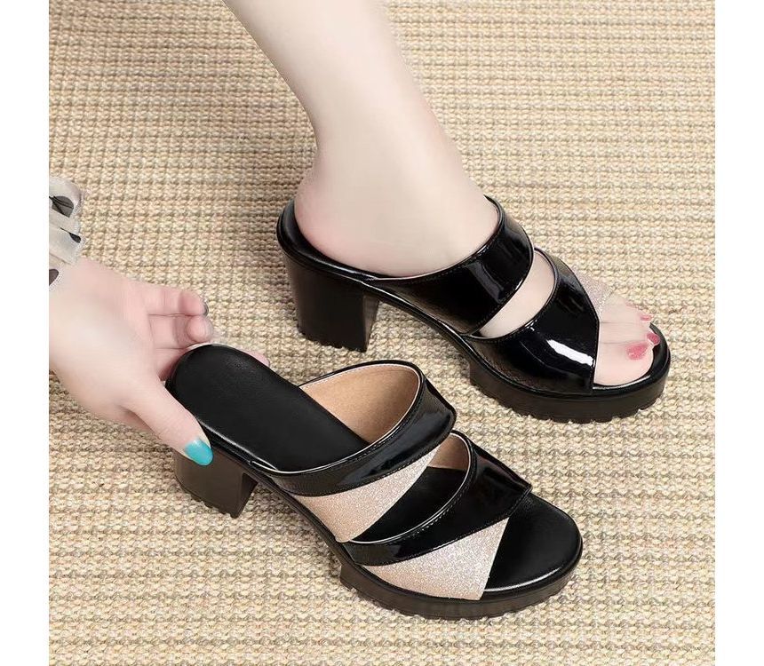 Platform Block-Heel Slide Sandals