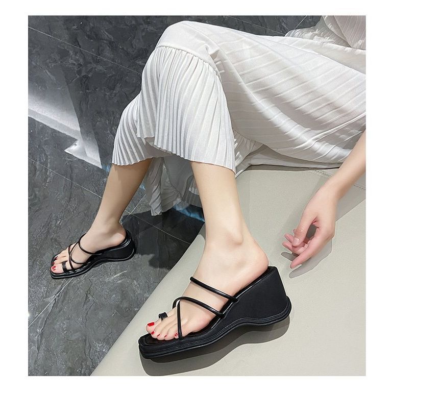 Sandals Wedge-Heel Loop Toe