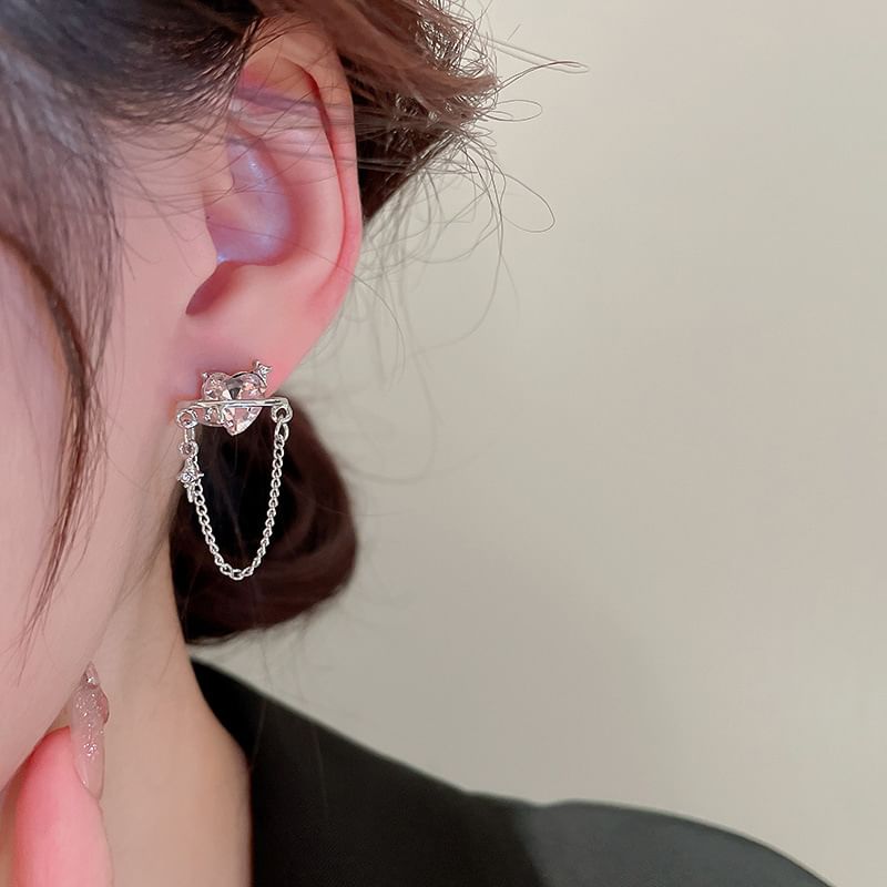 Dangle Heart Earring Rhinestone