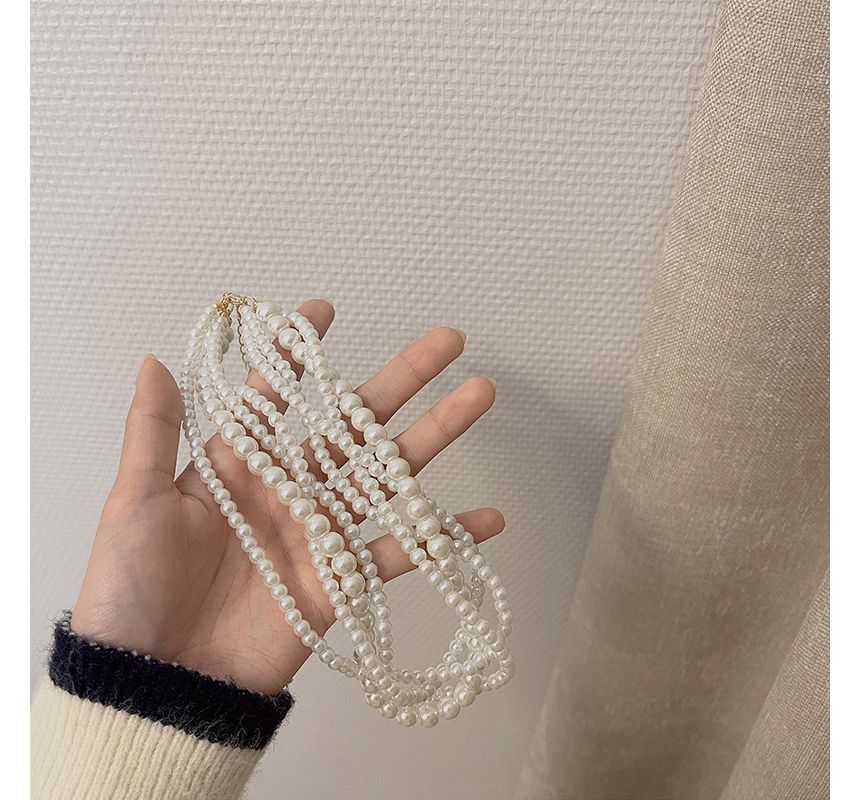 Pearl Choker Layered Faux